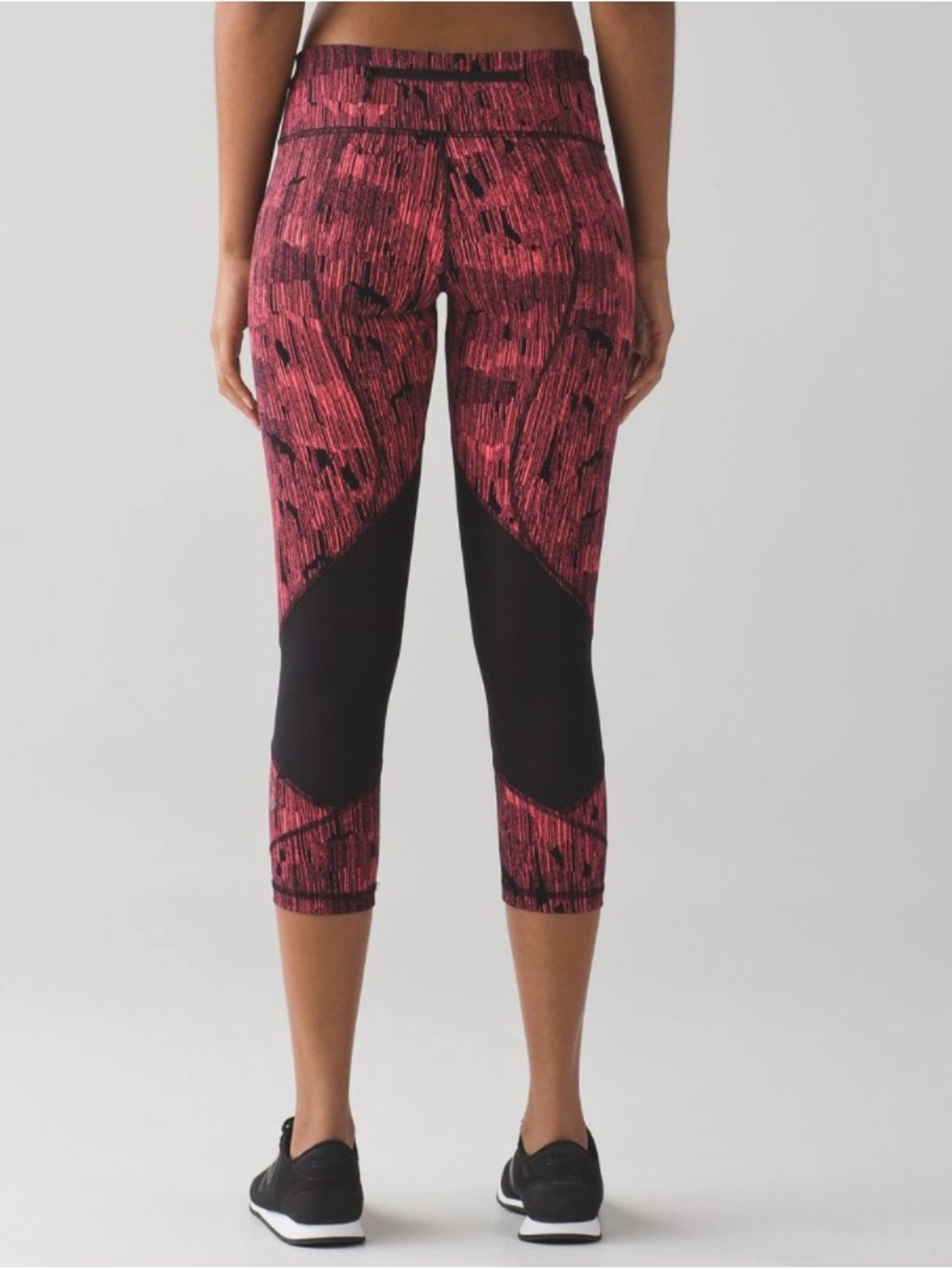 lululemon athletica Pink-Red Patterned Capris with Black Panels
